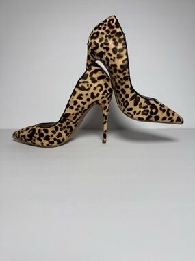 Steve Madden Leopard Haircalf Leather Pointed Toe Pumps Size 5.5  Stiletto